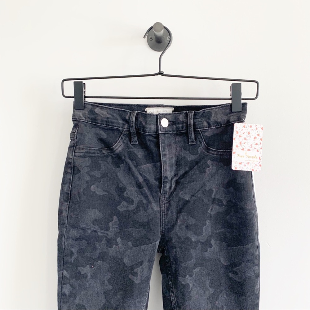 free people high waisted olive camo skinny jean 26 - Picture 5 of 9